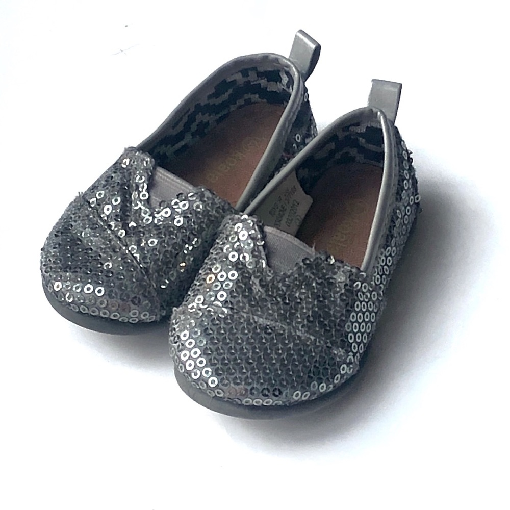 Slate grey sequin slip on shoes